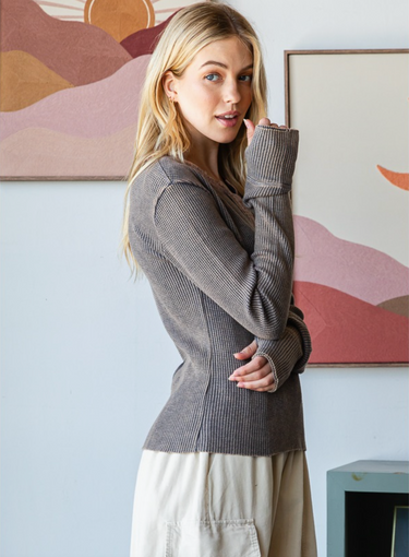 Lake Stone Henley- Gunmetal Grey